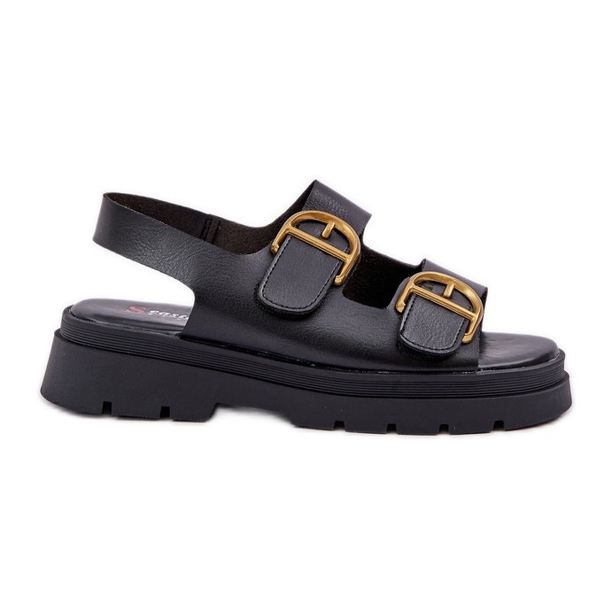 Öko bőr szandál fekete bilincsekkel