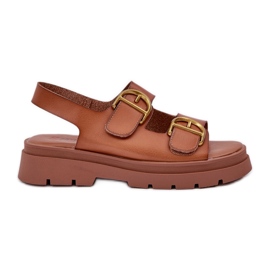 Öko bőr szandál teve csatokkal barna