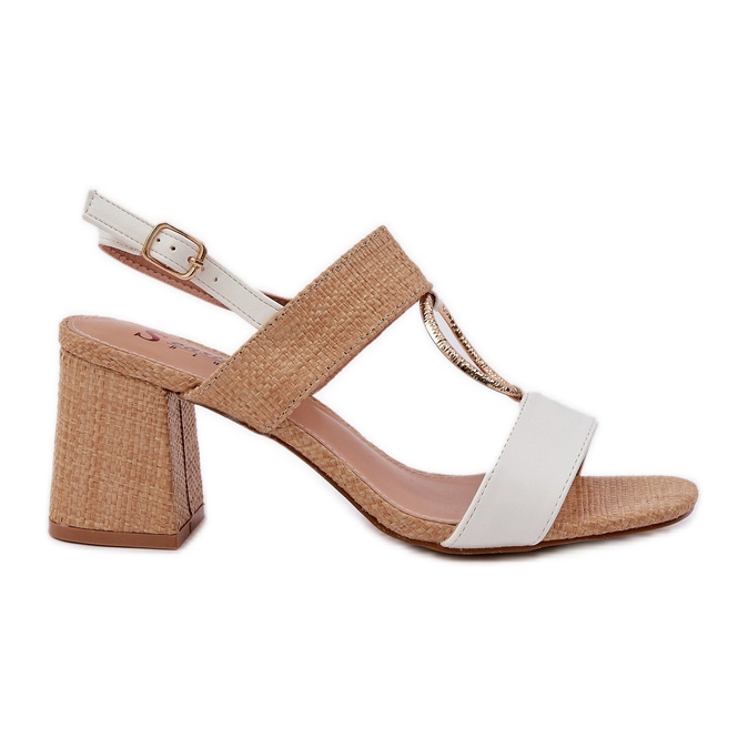 Fehér-peige szandál a bárban bézs