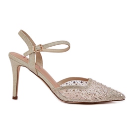 Díszített sarkú, nyitott arany sarokkal aranysárga Díszített sarkú, nyitott arany sarokkal aranysárga