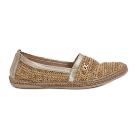 Elegáns bőr espadrilles Zazoo 10178 bézs és arany zsinórral Elegáns bőr espadrilles Zazoo 10178 bézs és arany zsinórral