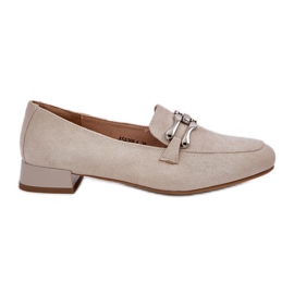 Jezzi Mokaszinok díszítéssel egy finom sarokú öko lámpás bézs
