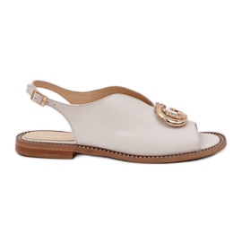 Lapos bőr szandál a Laura Messi 2865 dekorációval bézs