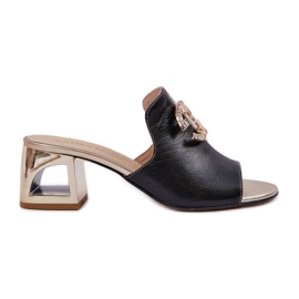 Elegáns bőr sarkú laura messi 2875 fekete és arany Elegáns bőr sarkú laura messi 2875 fekete és arany