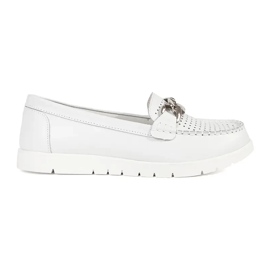 Goodin Bőrfehér cipők lánccal a peronon