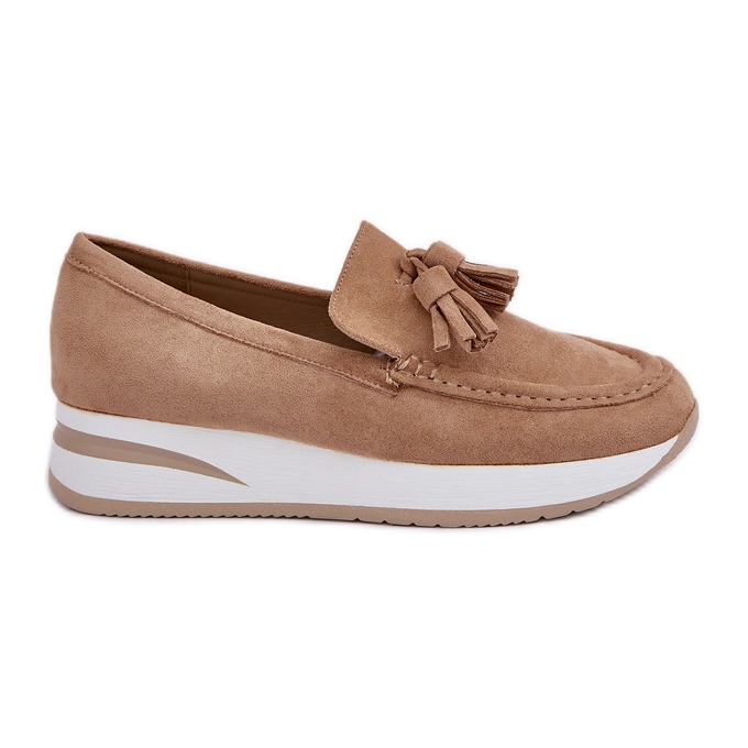 Mokaszinok egy finom öko ékön, bézs velúr