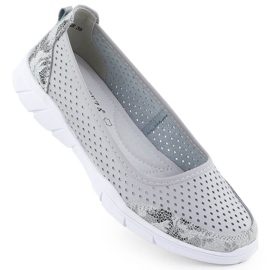 Vinceza Bőr Balerinas OpenWork Comfort Grey Vince 95323 szürke