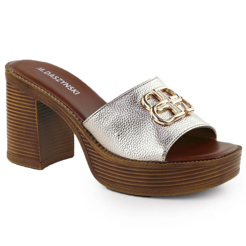 M. DASZYŃSKI Női papucs a poszton és a platformon Złote M. Dasyński MR24146-3 aranysárga