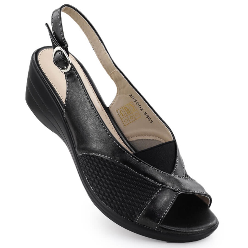 Evento Női szandál ékeken Kényelmes fekete esemény 8863