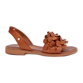 Bőr szandál lapos sarkú cipővel Zazoo 40425 barna Bőr szandál lapos sarkú cipővel Zazoo 40425 barna