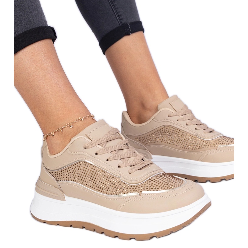 Barna női cipők cirkonokkal