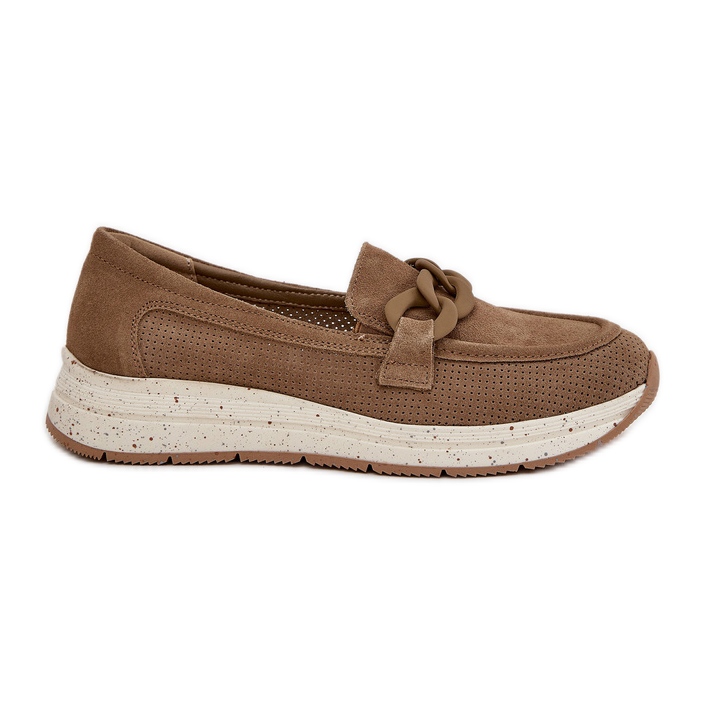S.Barski Suede Loafers a platformon D&amp;A TW552 barna lánccal