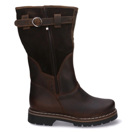 Tartós taktikai csizma-myśliwskie bőr Bariibal Pollonus Brown 6-0104-003 őrült barna barna