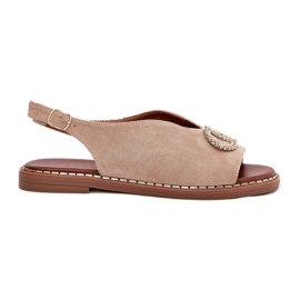 Női szandál lapos öko -bézs ralissokkal Női szandál lapos öko -bézs ralissokkal