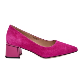 Suede Smooth Pumps hegyes szerszámokkal VinceZa 66736 Fuksja rózsaszín