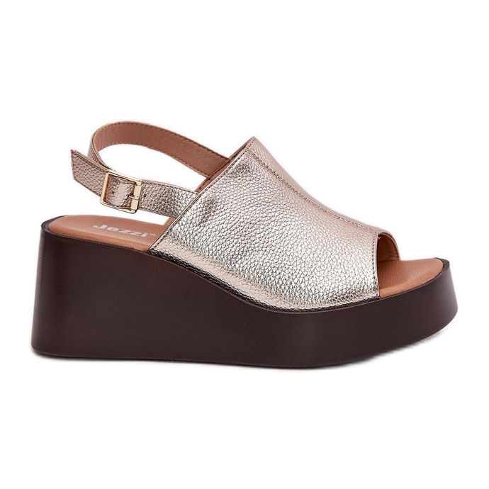 Jezzi Női szandál öko bőrrel a peronon és az arany ékek aranysárga