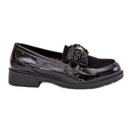 Festett női mokaszinok egy íj S.Barski Hy51-319 fekete