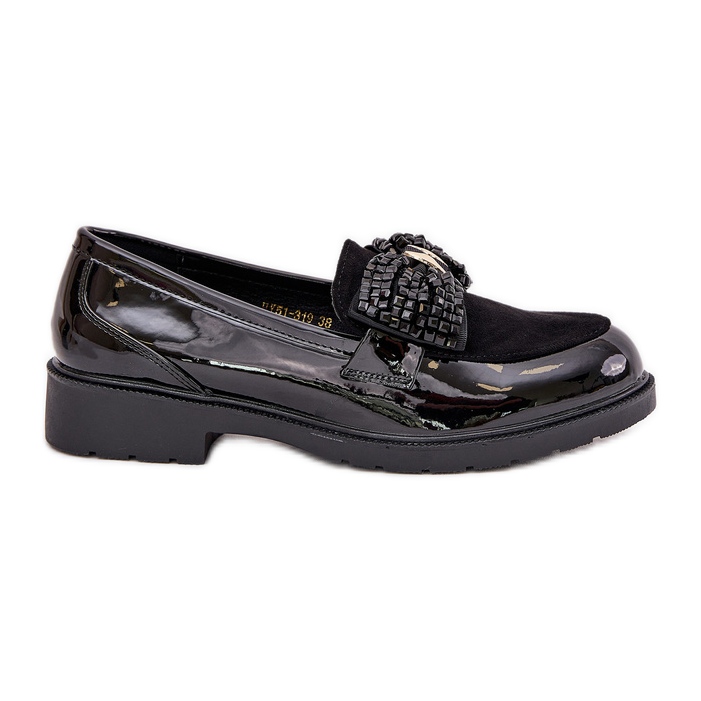 Festett női mokaszinok egy íj S.Barski Hy51-319 fekete