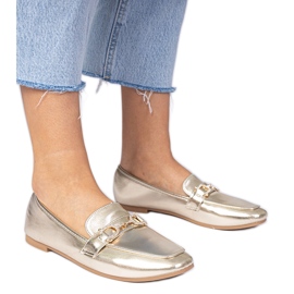 Arany elegáns cipők cirkonokkal aranysárga