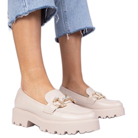 Bézs elegáns loaferek cirkonokkal