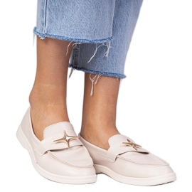 Bézs női cipők arany dekorációval