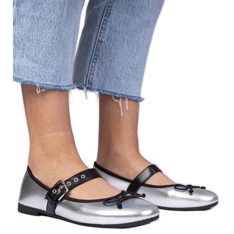 Ezüst női balerinák íj