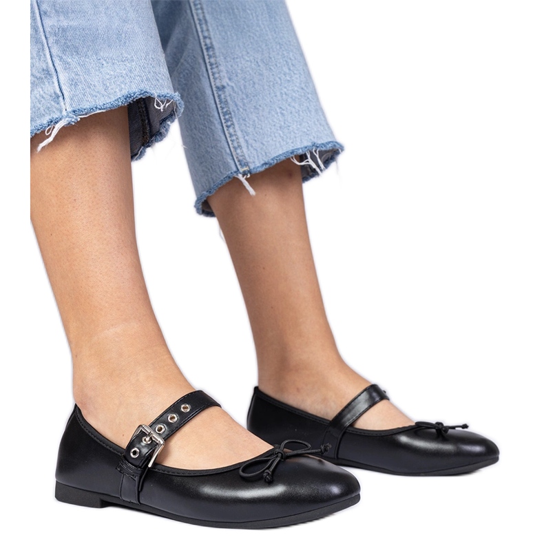 Fekete női balerinák íj