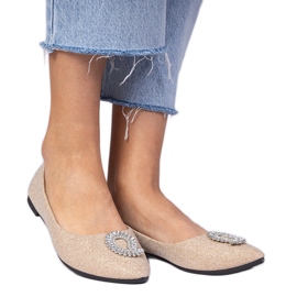 Női pezsgő csillogó balerinák cirkonokkal aranysárga