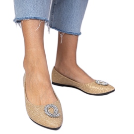 Arany női csillogó balerinák cirkonokkal aranysárga