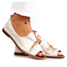 Női bőr balerinas Zazoo 2660/004 fehér és arany