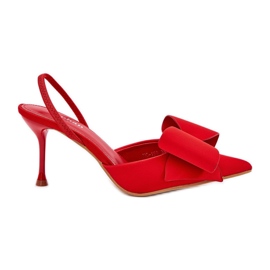 Magas sarkú cipő csupasz sarkú és íj piros