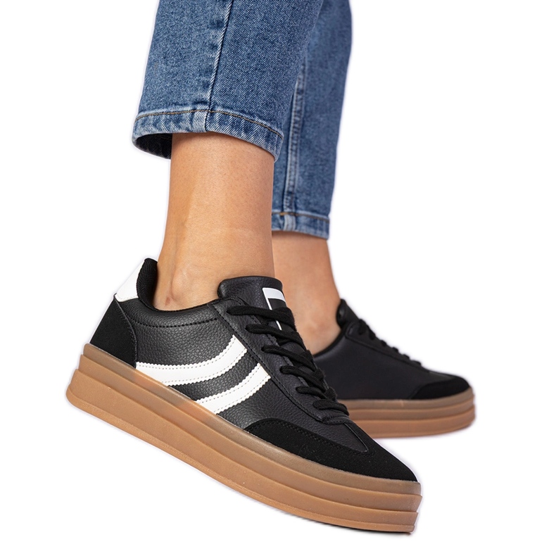 Fekete cipők női cipők a platformon