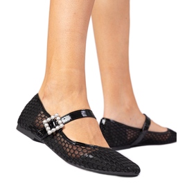 Fekete háló ballerinák bilincskel és kristálytal Fekete háló ballerinák bilincskel és kristálytal