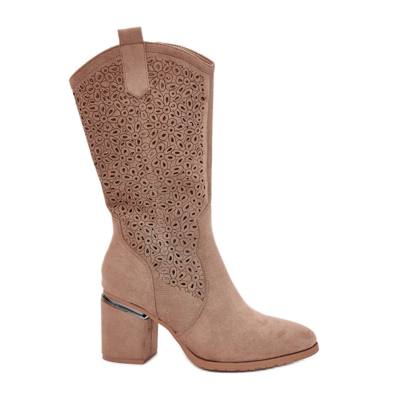 S.Barski OpenWork Boots Half-Calf Cowboy S. Barski Hy51-238 bézs