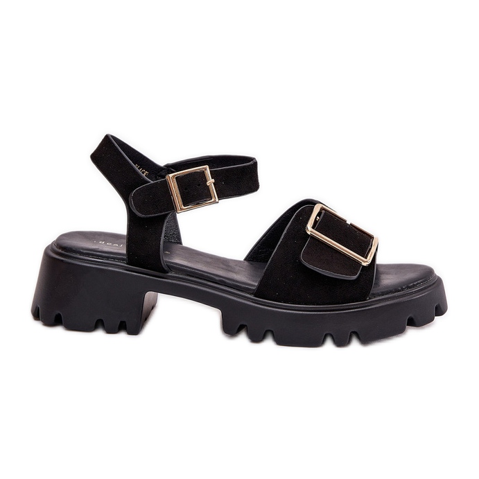 Öko velúr női szandál fekete bilincsel