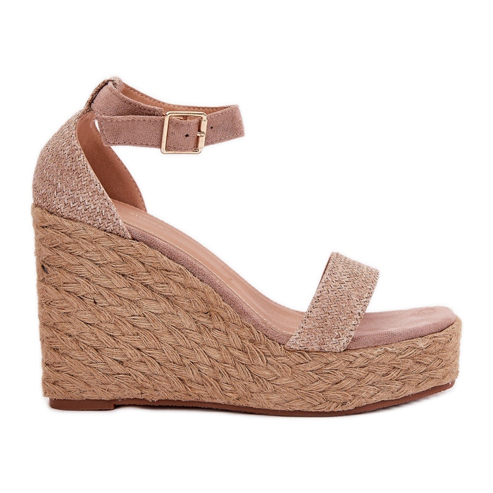 Női szandál ékhez khaki zsinórral bézs Női szandál ékhez khaki zsinórral bézs