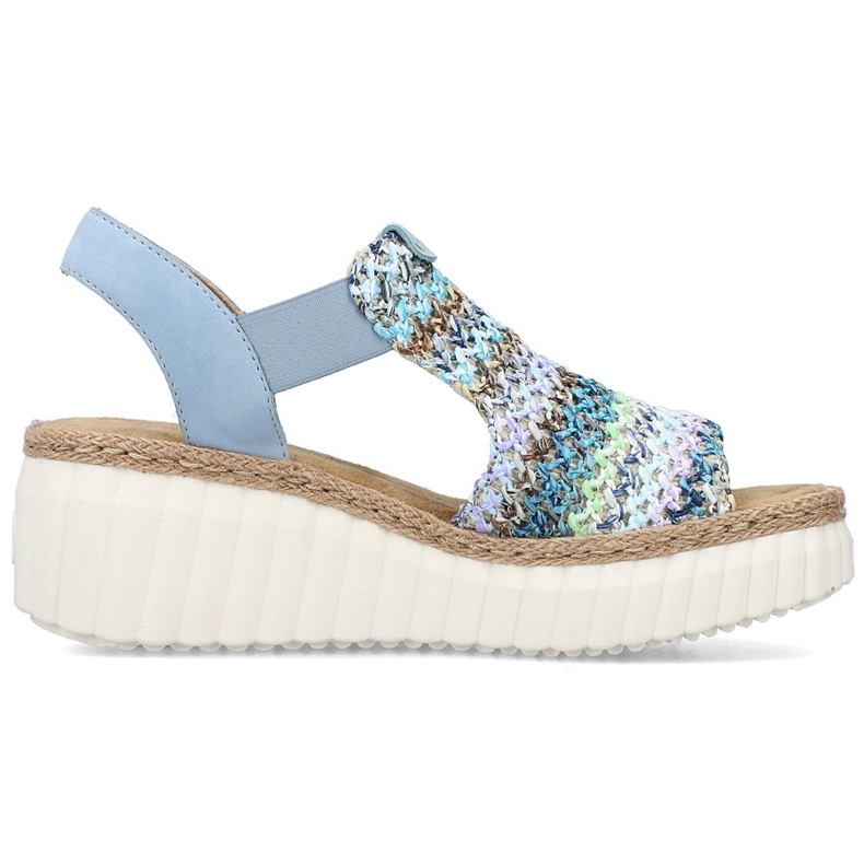 Rieker női szandál bőr kék betét