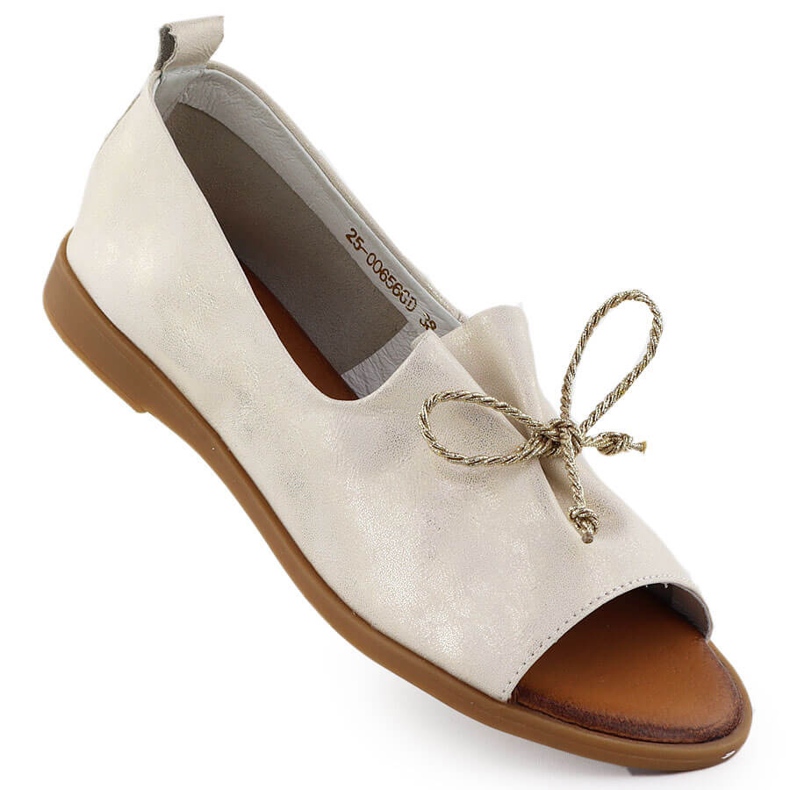 Cambell Bőr cipő csupasz ujjaival arany camell sz00656 aranysárga