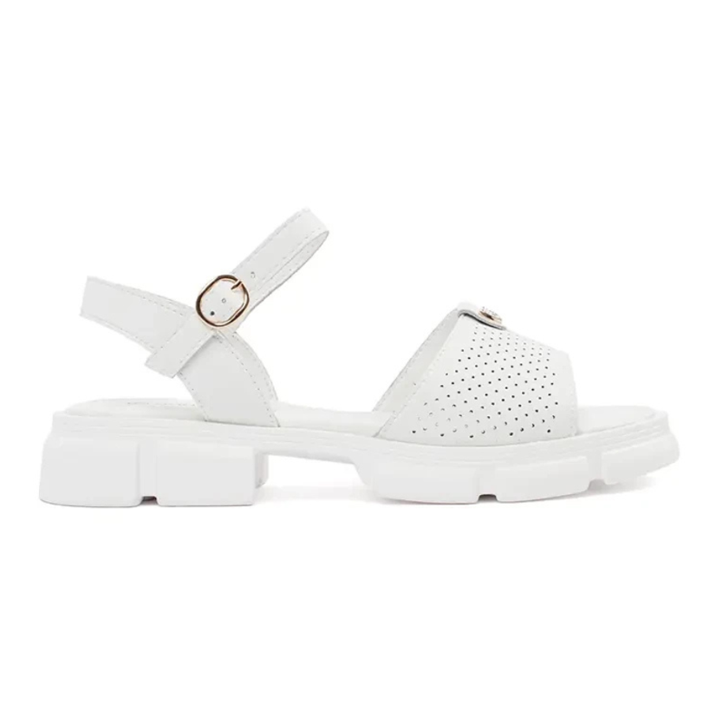 Goodin Fehér nyitott női szandál a platformon díszes