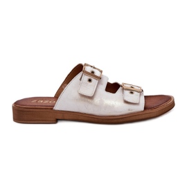 Bőr lapos papucs flopok Zazoo 3020 Zloty Zloty törölte aranysárga