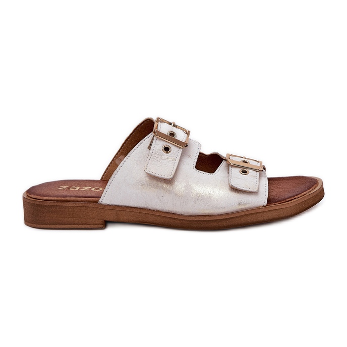 Bőr lapos papucs flopok Zazoo 3020 Zloty Zloty törölte aranysárga