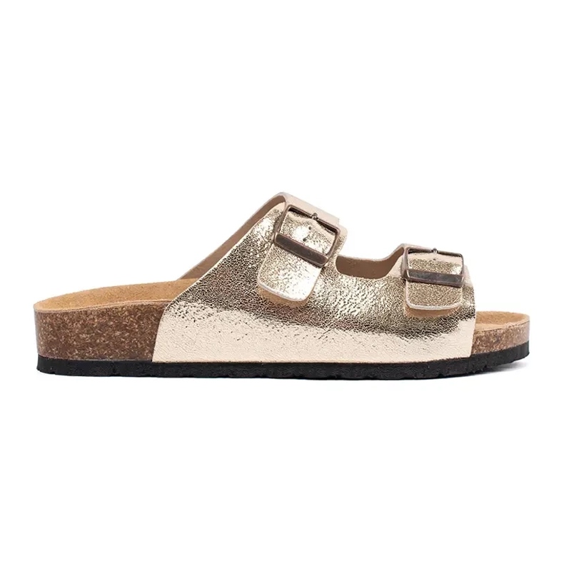 Goodin Arany metál papucs egy lapos talpon aranysárga