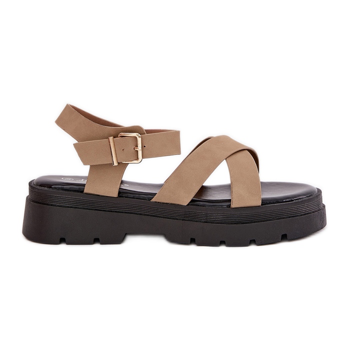 Női szandál a khaki öko bőrplatformon bézs Női szandál a khaki öko bőrplatformon bézs