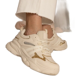 Bézs női sport cipők csillogással Bézs női sport cipők csillogással