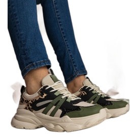 Zöld cipők női sport csillogással fekete