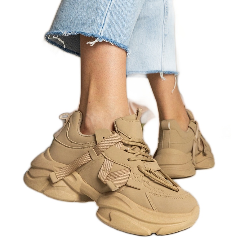 Brown női hatalmas sport cipők barna