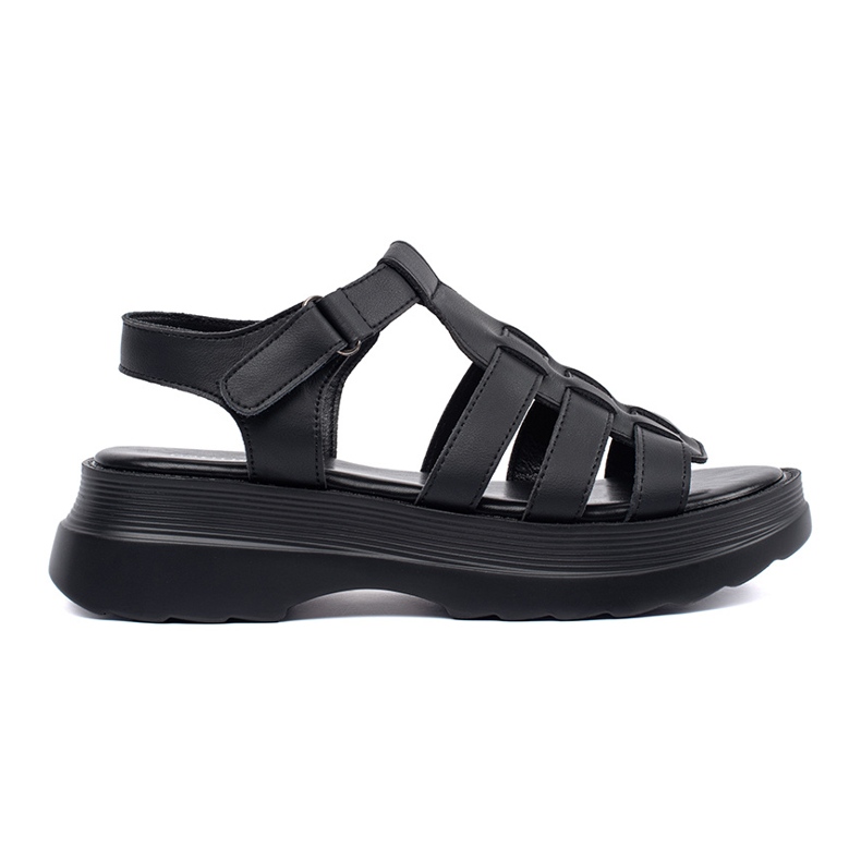 Goodin Fekete szandál a bőrplatformon