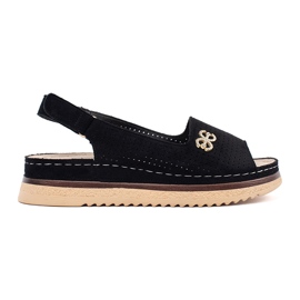 Goodin Nyitottan puha fekete szandál díszítve