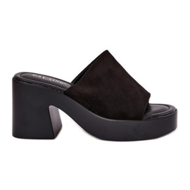 Női papucs a poszton és a platformon fekete