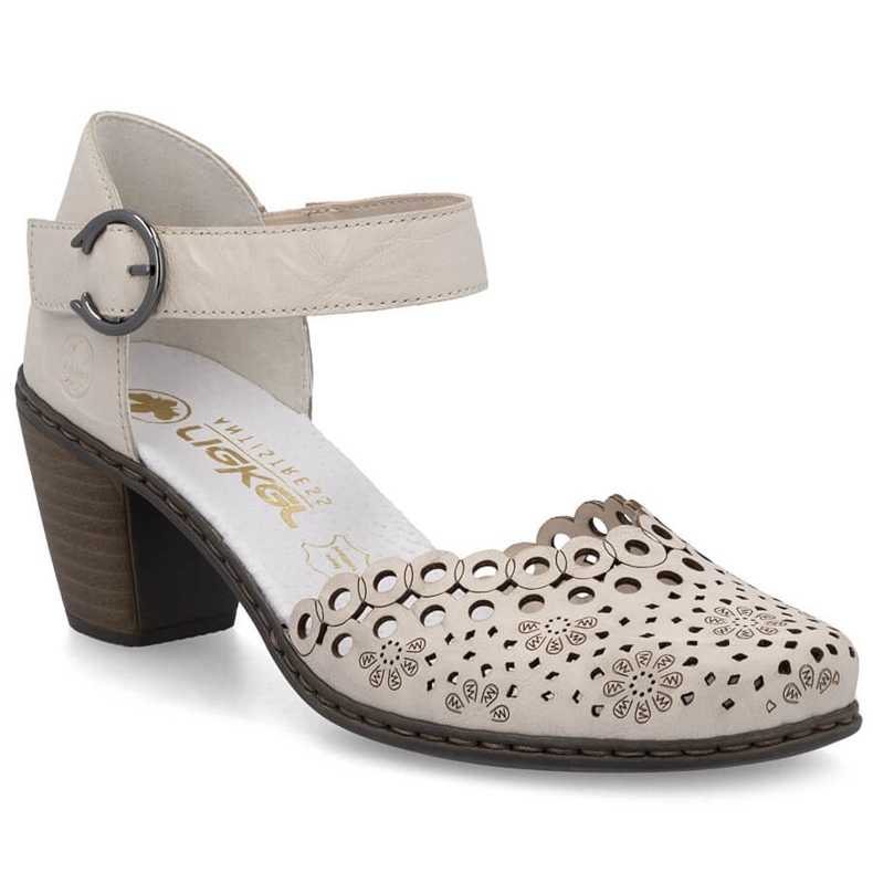 Női bőr szandál a Rieker 40902-60 bézs poszton